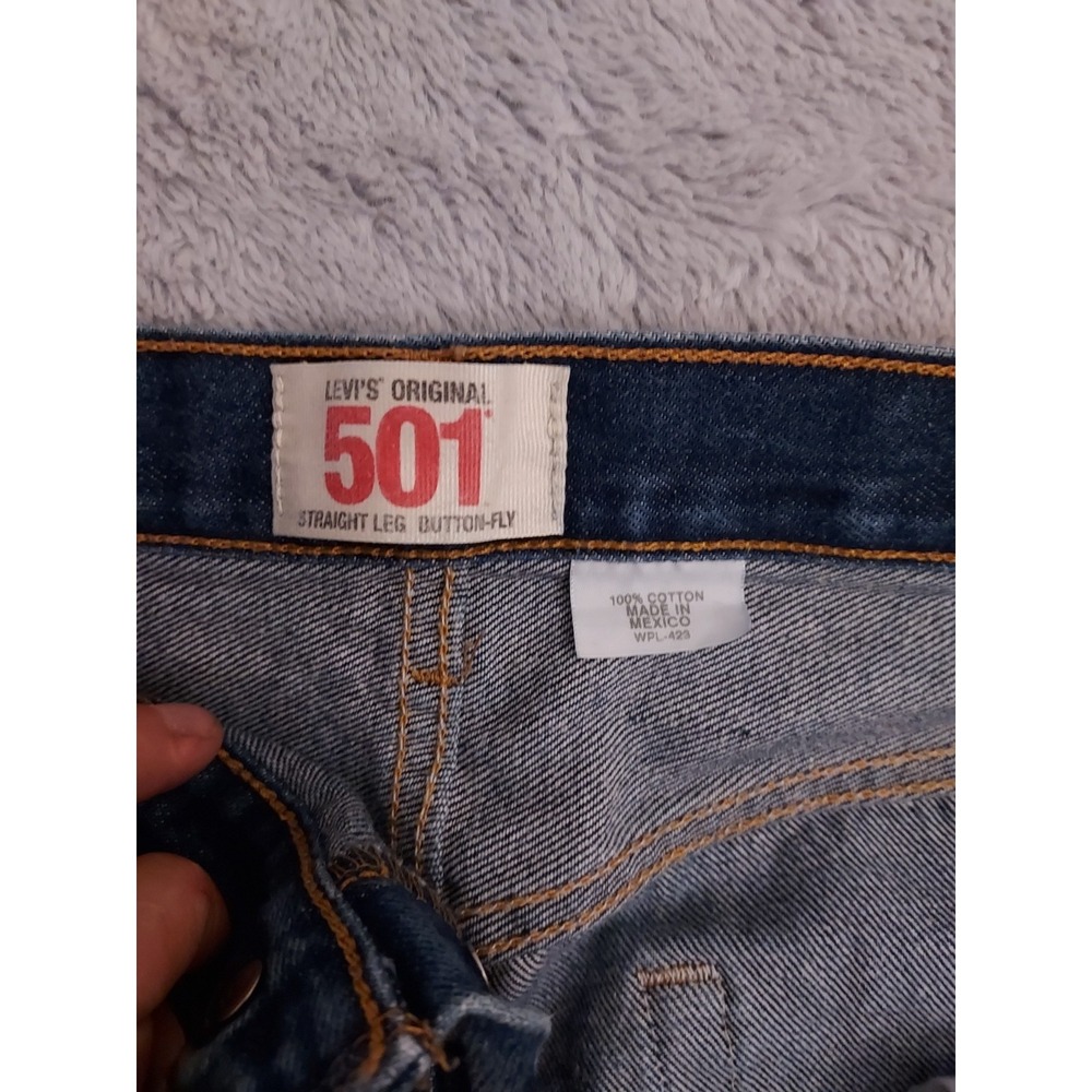 Levis 501xx Jeans Mens 34x32 Button Fly Original Fit Dark Wash Blue Denim Casual - Picture 6 of 15